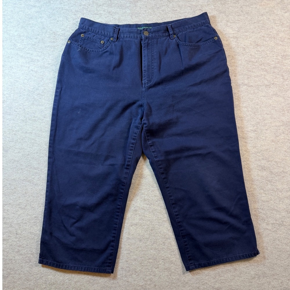 Lauren Ralph Lauren Navy Blue Cropped Jeans Womens 14 Cotton Denim Capris